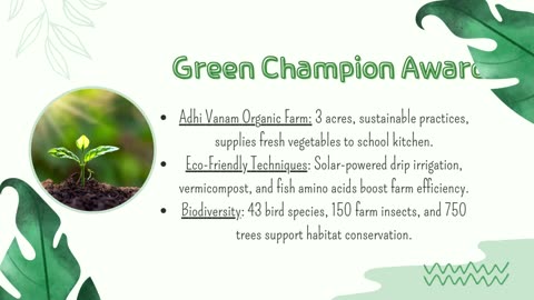 Agastya Academy Celebrated with Green Champion Award for Environmental Leadership