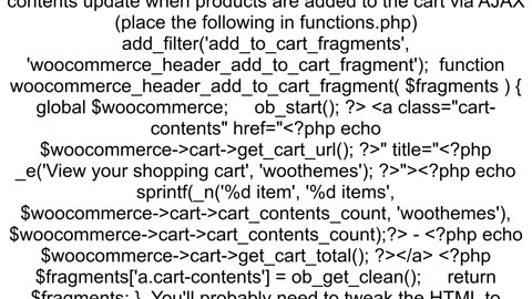 Automatically 39refreshing39 the woocommerce39s shopping cart when programmatically adding to a car