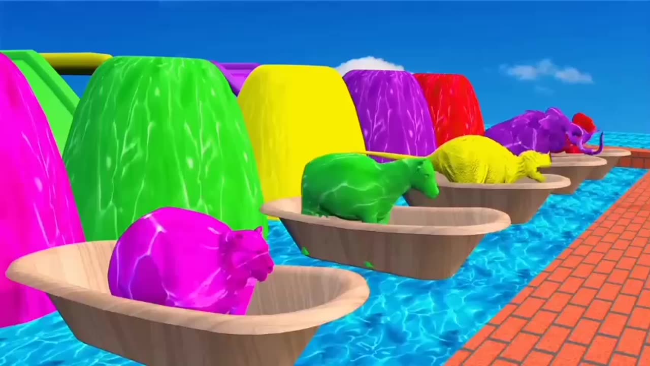 Animals crossing fountain #rumble #youtube #cartoon