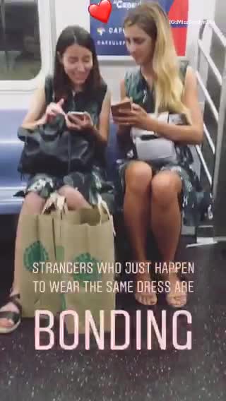 Strangers who just happen to wear the same dress bonding