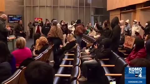 Seattle - Illegals demanding MORE free housing shut down a City Council meeting