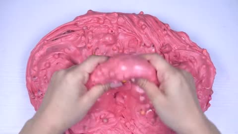 Strawberry Cat Slime Mixing Makeup,Eyeshadow Random into slime #Satisfying #slimevideo #ASMR #kslime