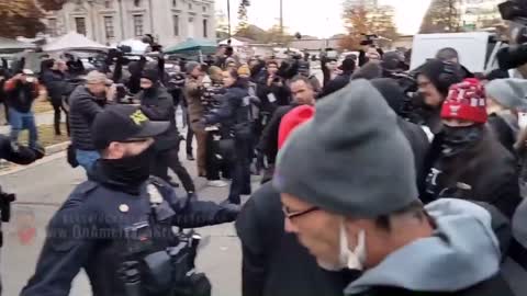NOW - Police arrest two BLM supporters outside the courthouse of the Rittenhouse trail..