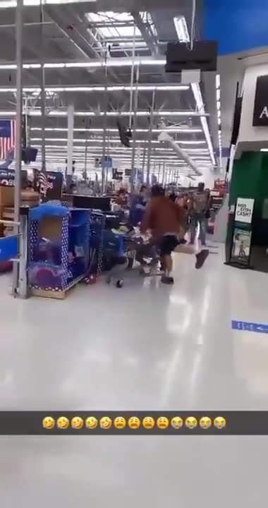 Guy f*cks around with the Walmart cart attendant & finds out.