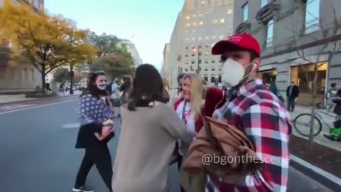 Crazy BLM Hits Woman From Behind And Runs!