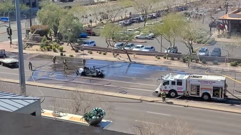 Tesla car has been burning for hours