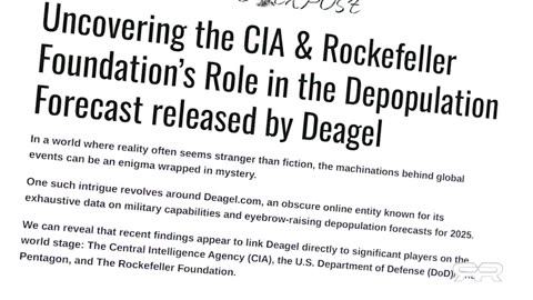 Rockefeller CIA Connections to Deagel Depopulation Forecast