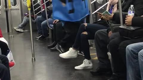 Man blue square jewish writing costume spinning