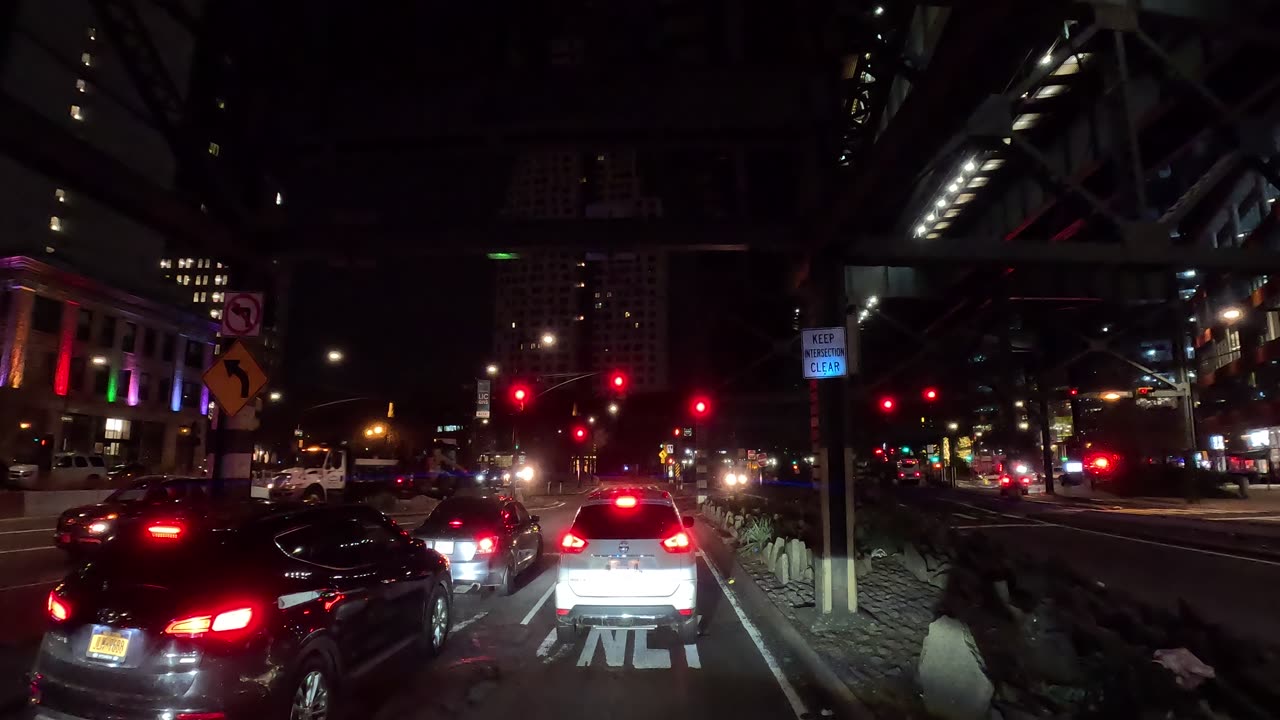 4K Driving Over New York City QueensBoro Borough Ed Koch Bridge Manhattan to Queens Night Time ASMR