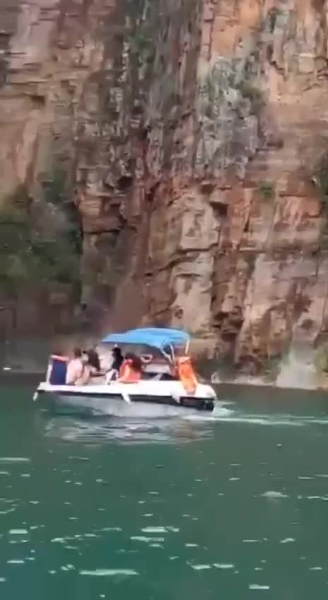 Minas Gerais Brazil - a heavy downpour caused a rock to collapse, crushing three boats.
