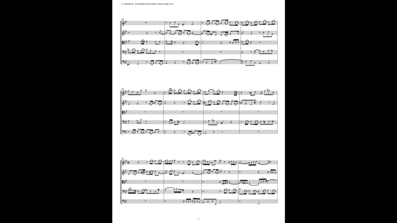 J.S. Bach - Well-Tempered Clavier: Part 1 - Fugue 16 (String Quintet)