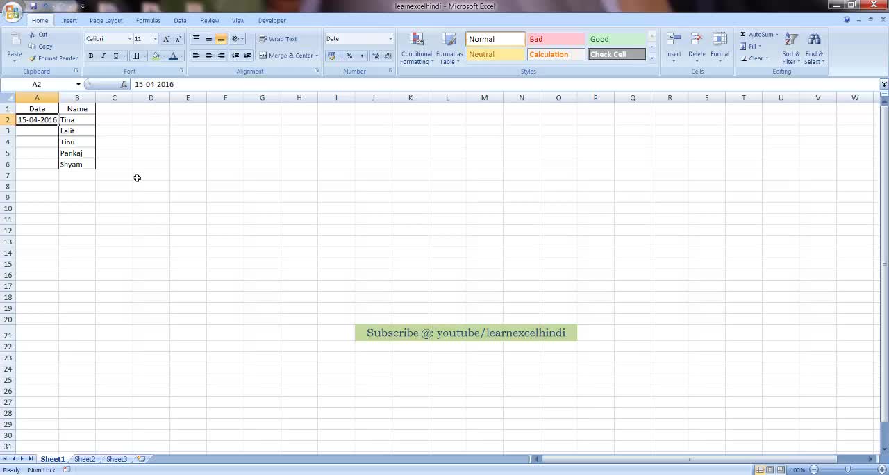 Learn Excel Hindi Autofill Dates in Hindi (01)