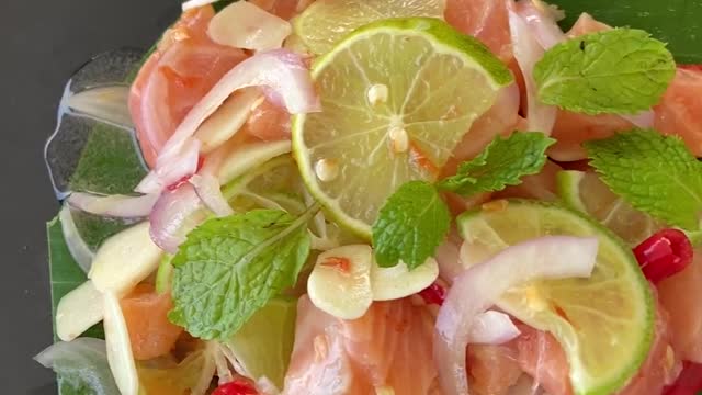 Fresh Salmon Salad on a Plate