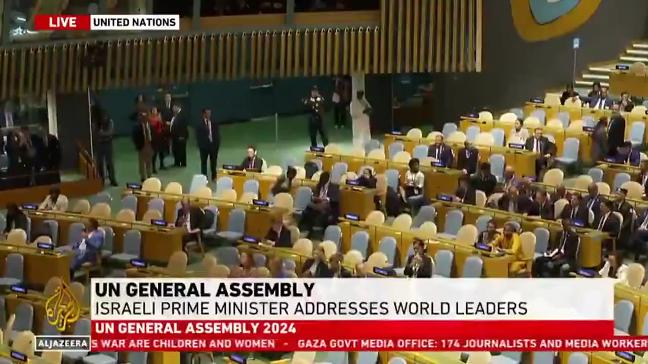 Half the United Nations walk out on Bibi - AL Jazeera