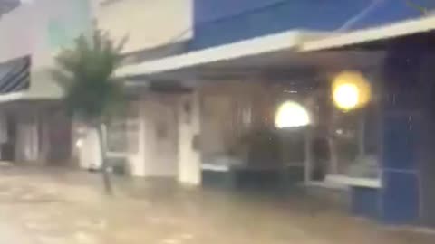 Heavy Flood waters in Historic downtown Sylacauga,Alabama