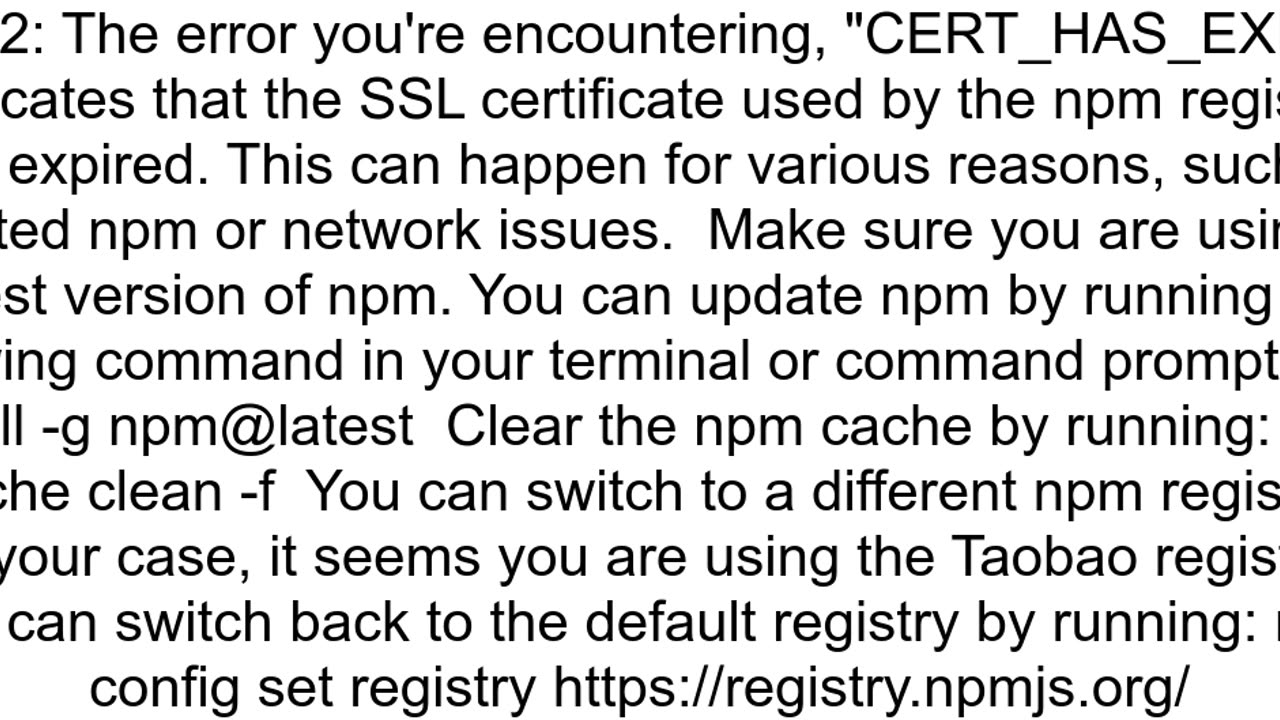 npm ERR code CERT_HAS_EXPIRED Angular 13