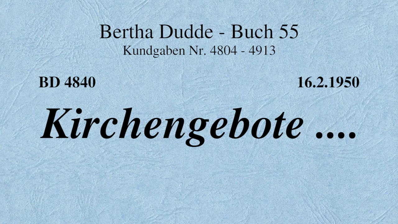 BD 4840 - KIRCHENGEBOTE ....