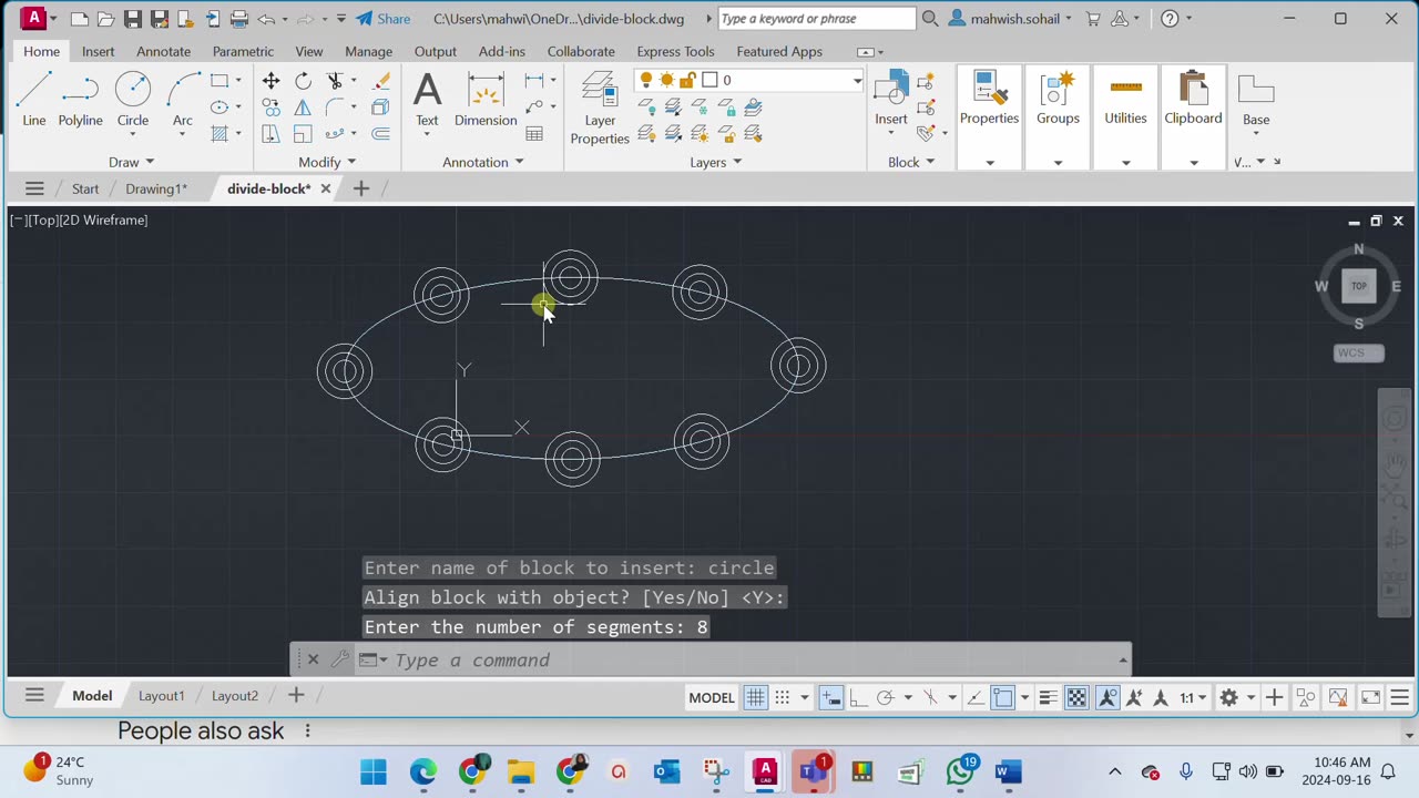 AutoCAD Divide with Block