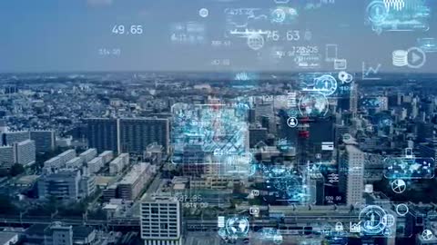 Smart city and communication network concept. 5G. IoT (Internet of Things). Telecommunication.