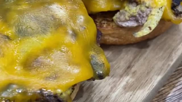 A cheesy beef sandwich