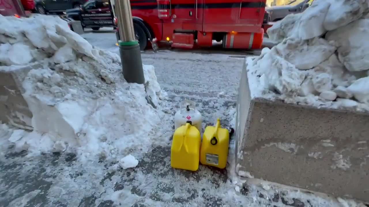 Saturday morning around 9am propane and diesel on the sidewalk