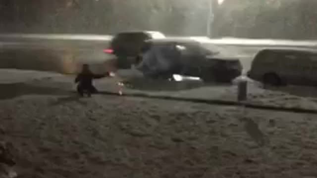 Guy shoots roman candle towards house and it explodes