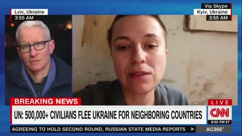 Olena Gnes Interview on CNN Reveals LIfe in a Kyiv Basement 2.28.2022