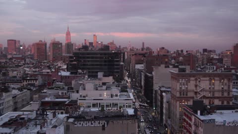 Pink sunset in New York