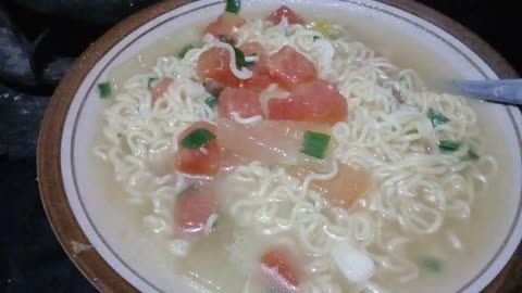 ASMR || Mukbang mi soto campur buah semangka