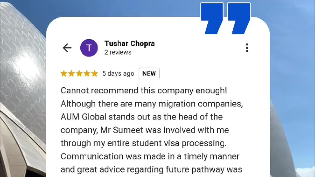 A big thank you to Mr.Tushar Chopra for the amazing 5-star review!