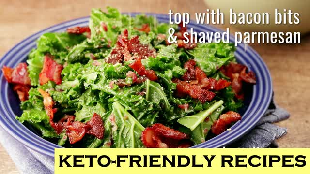 Warm Keto Kale Salad in Bacon Vinaigrette