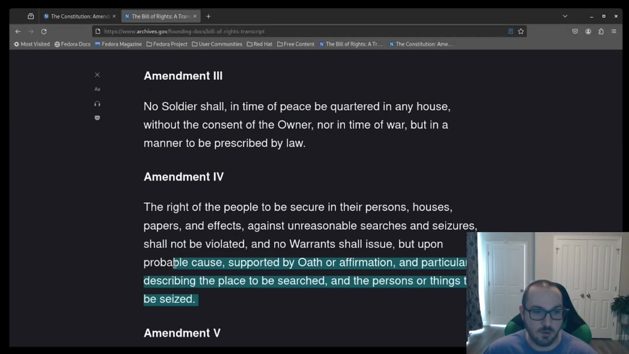 US Constitution - Amendment III and IV