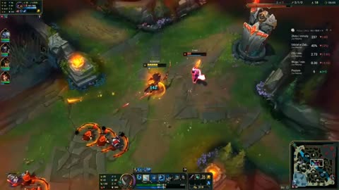 The mid laner Yasuo oppresses the opponent to the limit