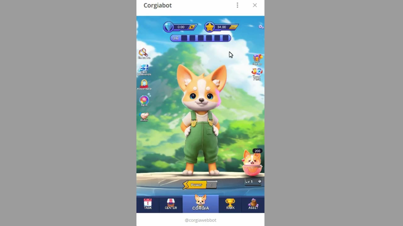 new mining mini app bot telegram corgia