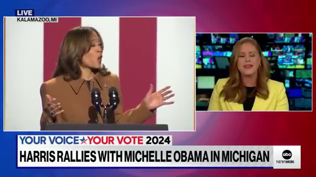 Harris takes the stage at Michigan rally