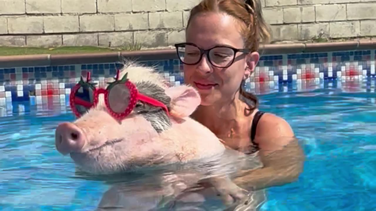 Roxy And Mom Cool Off In The Pool