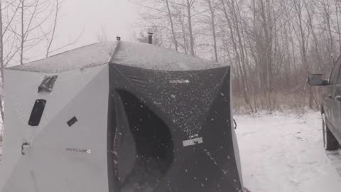 Camping With Steve - Winter Camping With Wood Stove In Ice Fishing Tent