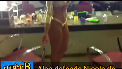 Nicole Bahls beija o Bola na boca e leva cantada machista do Bolinha