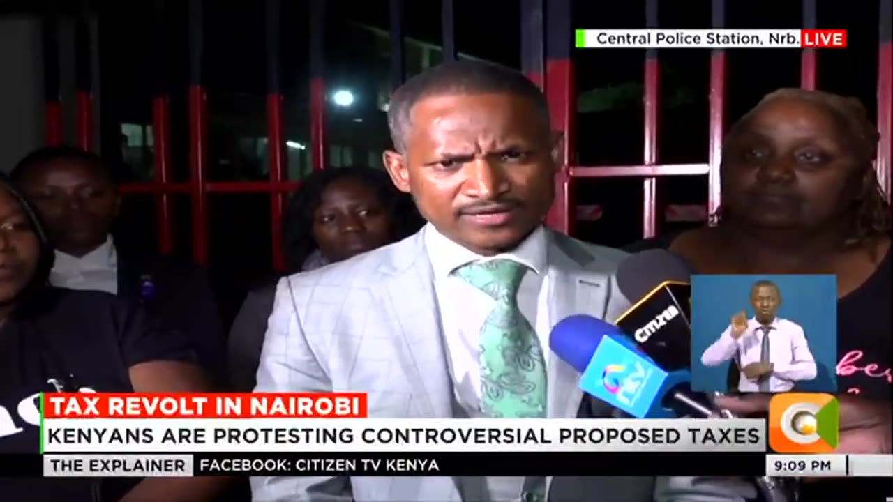 MP Babu Owino addresses the press from Central Police Station in Kenya.