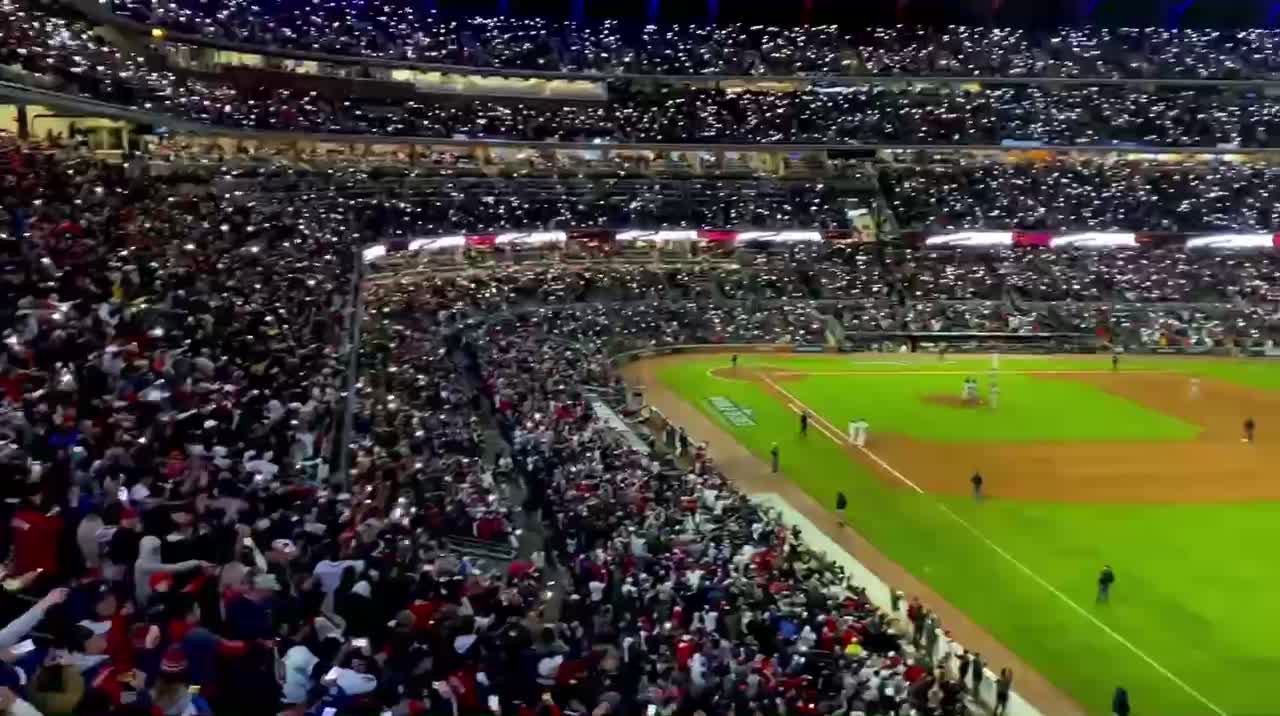 TRUMP JOINS BRAVES FANS IN THE TOMAHAWK CHOP