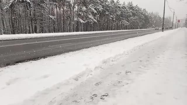 Snow street in slow mo