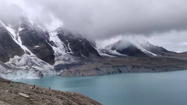 Nepal ice lake view , nature love snow,tilicho lake