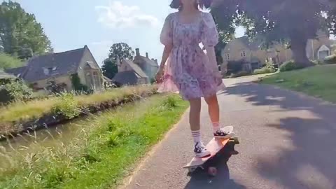 girl playing skateboard