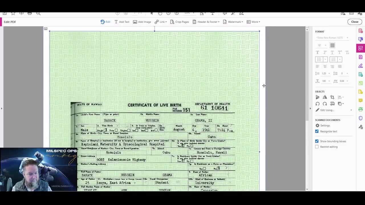 PROOF OBama's Government Birth Certificate is a FRAUD.