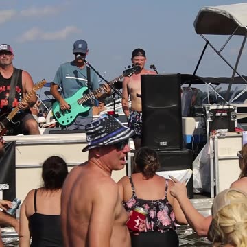 Hurry Up Wait Rocking Out and sing Gin Blossoms Hey Jealousy at Shawano Lake Sand Bar Bash