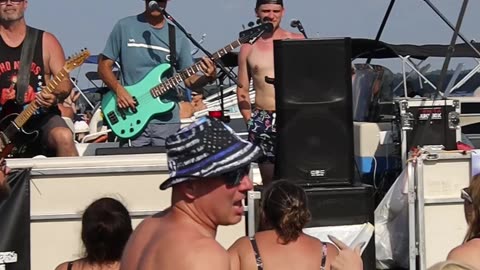 Hurry Up Wait Rocking Out and sing Gin Blossoms Hey Jealousy at Shawano Lake Sand Bar Bash