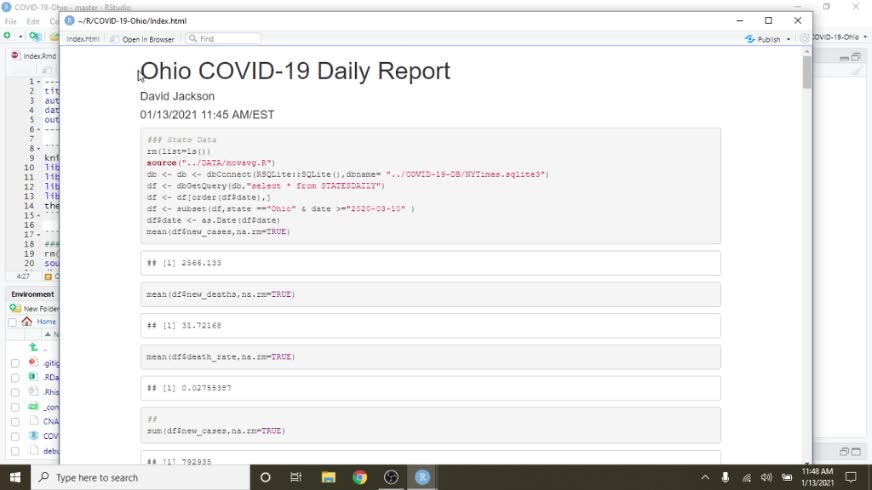 Ohio Covid19 Report for Jan. 13, 2021