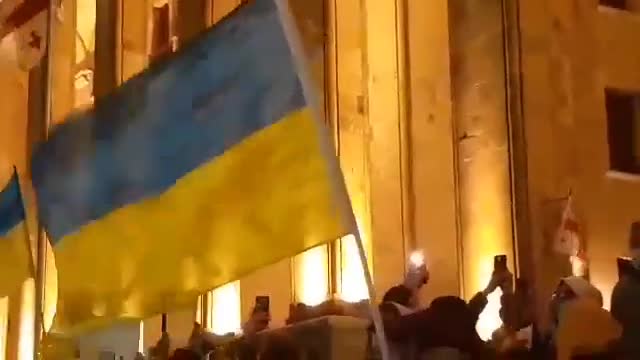 Rally in #Tbilisi, #Georgia. The flag of #Ukraine should always fly so proudly!