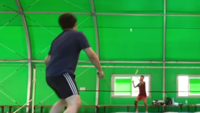 Son who wants to beat dad with badminton version 1