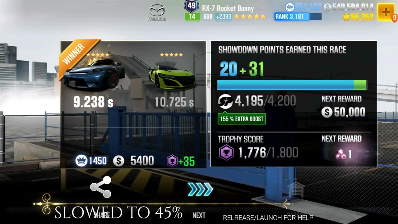 CSR2 RX-7 Rocket Bunny 9.238 Shift/Tune - Extra Fusions